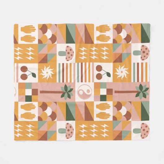 Boho Blocks Floral Fleecedecke (Vorderseite (Horizontal))