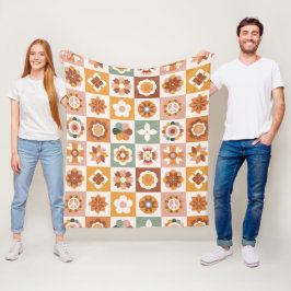 Boho Blocks Floral Fleecedecke