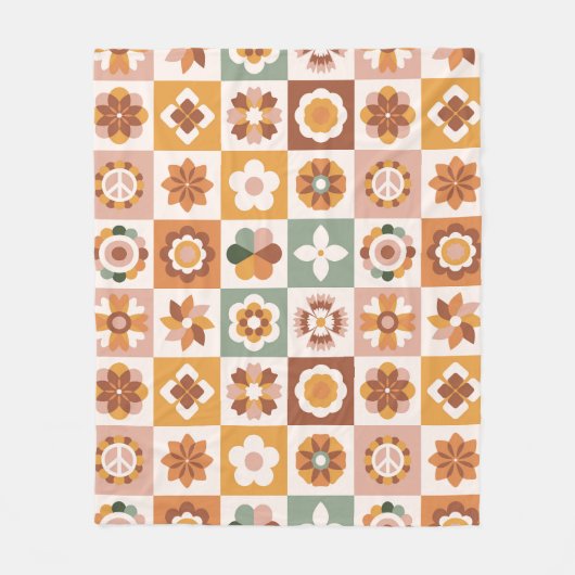 Boho Blocks Floral Fleecedecke (Vorderseite)