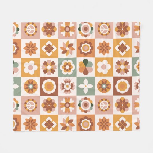 Boho Blocks Floral Fleecedecke (Vorderseite (Horizontal))