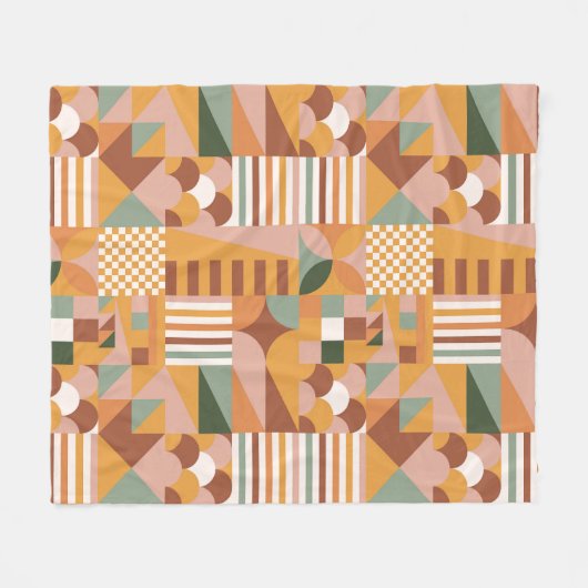 Boho Blocks Floral Fleecedecke (Vorderseite (Horizontal))