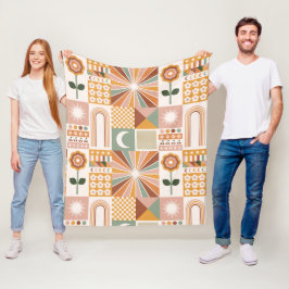 Boho Blocks Floral Fleecedecke