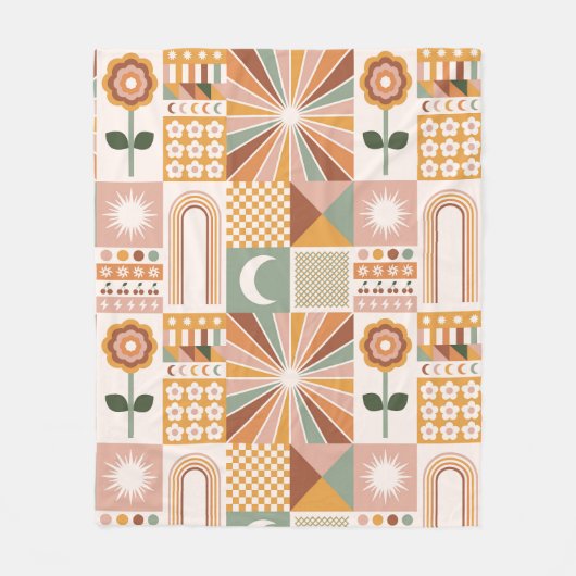 Boho Blocks Floral Fleecedecke (Vorderseite)