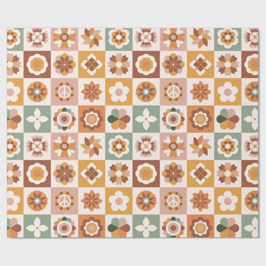 Boho Blocks Floral Geschenkpapier (Flach)