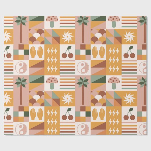 Boho Blocks Floral Geschenkpapier (Flach)