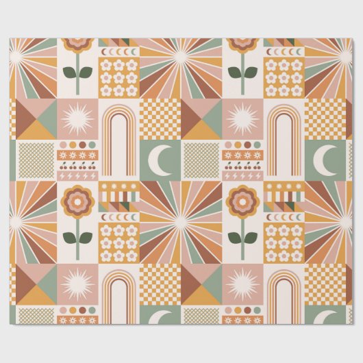 Boho Blocks Floral Geschenkpapier (Flach)