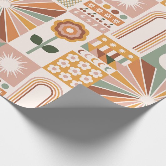 Boho Blocks Floral Geschenkpapier (Ecke)