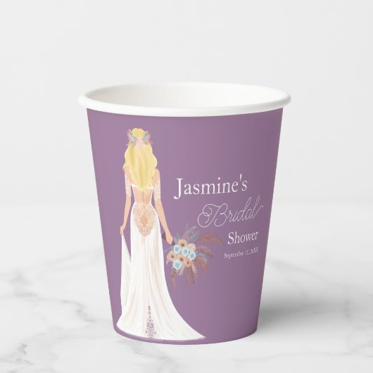 Boho Blonde Haarbrücke mit Blume Pappbecher (Vorderseite)