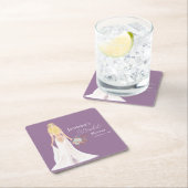 Boho Blonde Haarbrücke mit Blume Rechteckiger Pappuntersetzer (Vor Ort)