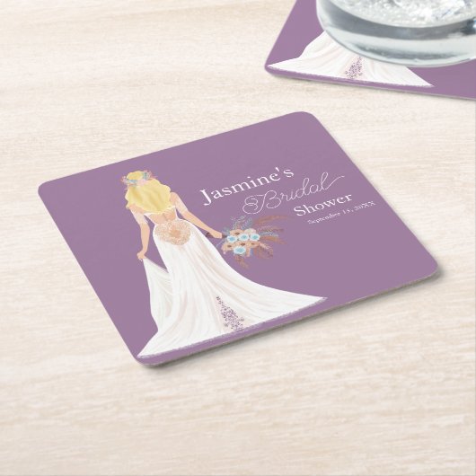 Boho Blonde Haarbrücke mit Blume Rechteckiger Pappuntersetzer (angewinkelt)