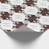 Boho Bloom | Bugundy Red and Navy Blue Custom Geschenkpapier (Ecke)
