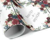 Boho Bloom | Bugundy Red and Navy Blue Custom Geschenkpapier (Rolleneckpunkt)