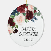 Boho Bloom | Bugundy Red and Navy Blue Custom Keramik Ornament (Links)