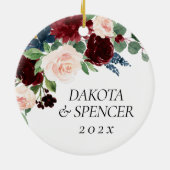Boho Bloom | Bugundy Red and Navy Blue Custom Keramik Ornament (Hinten)