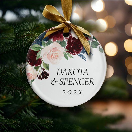 Boho Bloom | Bugundy Red and Navy Blue Custom Keramik Ornament