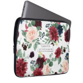 Boho Bloom | Bugundy Red and Navy Blue Custom Laptopschutzhülle (Vorne Rechts)