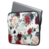 Boho Bloom | Bugundy Red and Navy Blue Custom Laptopschutzhülle (Vorderseite Links)