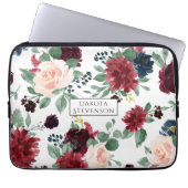 Boho Bloom | Bugundy Red and Navy Blue Custom Laptopschutzhülle (Vorderseite)
