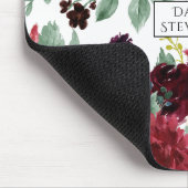 Boho Bloom | Bugundy Red and Navy Blue Custom Mousepad (Ecke)