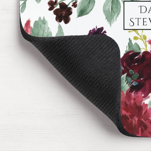 Boho Bloom | Bugundy Red and Navy Blue Custom Mousepad (Ecke)