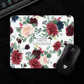 Boho Bloom | Bugundy Red and Navy Blue Custom Mousepad