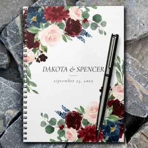 Boho Bloom   Bugundy Red and Navy Blue Custom Notizblock