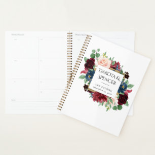 Boho Bloom   Bugundy Red and Navy Blue Custom Planer