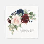 Boho Bloom | Bugundy Red and Navy Blue Custom Serviette (Vorderseite)