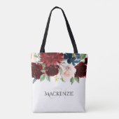 Boho Bloom | Bugundy Red and Navy Blue Custom Tasche (Rückseite)