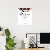 Boho Bloom | Burgund-Floral Sozialdistanzierung Poster (Heimbüro)