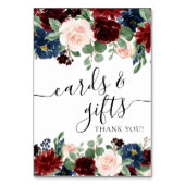 Boho Bloom | Burgund Rustikales Blumengartengesche Tischnummer (Vorderseite)