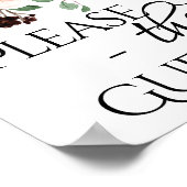 Boho Bloom Burgundy and Navy Blue Guestbook Sign Poster (Ecke)