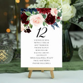 Boho Bloom | Burgundy Blush and Navy Guest Names Tischnummer