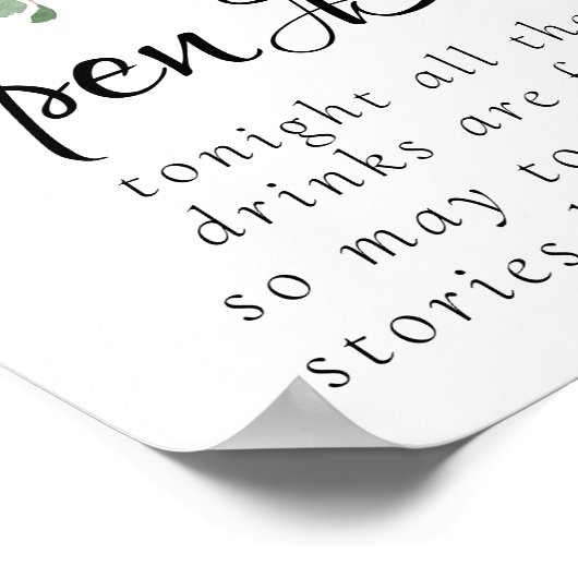 Boho Bloom | Burgundy Blush and Navy Open Bar Poster (Ecke)