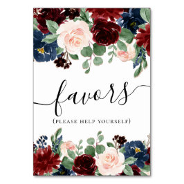 Boho Bloom | Burgundy Navy Blue and Blush Favorits Tischnummer