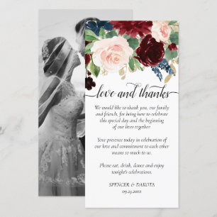 Boho Bloom   Burgundy Navy Garland Foto Liebe und Dankeskarte