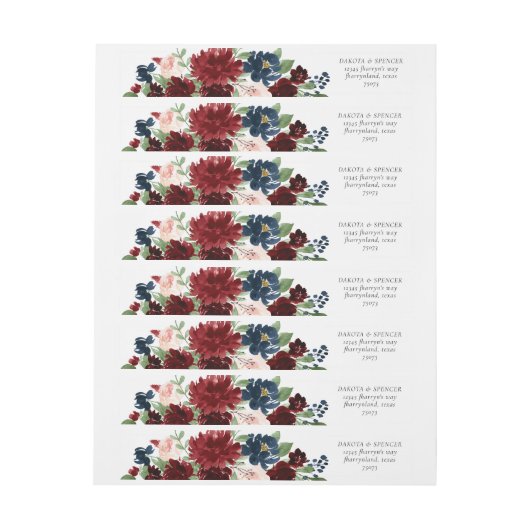 Boho Bloom | Burgundy Red and Navy Blue Address (Bogen)