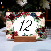 Boho Bloom | Burgundy Red and Navy Blue Frame Tischnummer