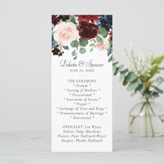 Boho Bloom | Burgundy Red and Navy Blue Garland Programm (Stehend Vorderseite)
