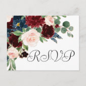 Boho Bloom | Burgundy Red and Navy Blue Meal UAWG Postkarte (Vorderseite)