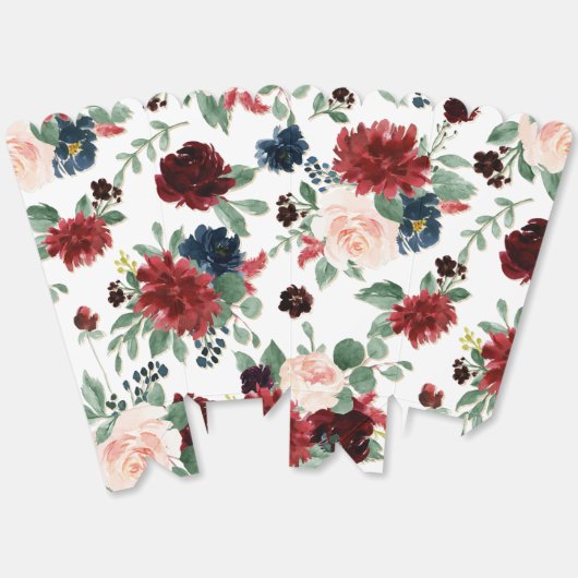 Boho Bloom | Burgundy Red and Navy Blue Pattern Geschenkschachtel (Ungeklappt)