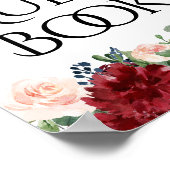 Boho Bloom | Burgundy Red and Navy Guest Sign-In Poster (Ecke)