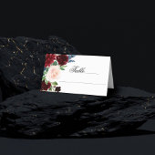 Boho Bloom | Burgundy Red Blush Navy Blue Bouquet Platzkarte