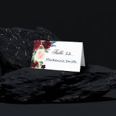 Boho Bloom | Burgundy Red Blush Navy Blue Bouquet Platzkarte