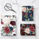 Boho Bloom | Burgundy Rot und Navy Blue Floral Geschenkpapier Set<br><div class="desc">Reiche, handbemalte Bouquets aus bohoner Blume in bordeauxroter Farbe, Rosa mit üppiger Farbe und blauen Aquarelltönen mit botanischem Lorbeer und tiefblauen Akzenten. Dieses wunderschöne Layout aus der Kollektion "Boho Bloom" zeichnet sich durch eine Bohemische Wildblume mit rot, rosa und blau strahlenden Blume und Eukalyptusblättern aus. Für Anpassungen oder andere Farben...</div>