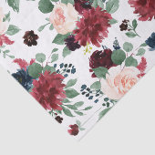 Boho Bloom | Burgundy Rot und Navy Blue Floral Seidenpapier (Ausschnitt)