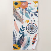 Boho Bloom Custom Beach Handtuch (Vorderseite)