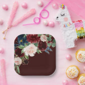 Boho Bloom | Dark Burgundy and Navy Blue Bouquet Pappteller (Party)