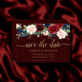 Boho Bloom | Dark Elegant Red and Navy Garland Save The Date