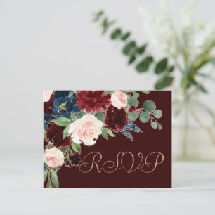 Boho Bloom Dunkle Elegant Burgund und UAWG der M Postkarte